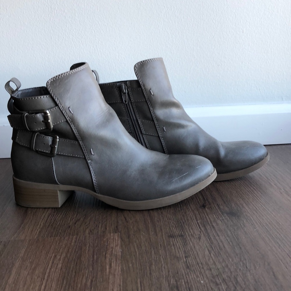Grey Moto Ankle Boots (Size 8)